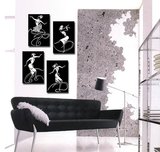 黑白抽象人物挂画 现代客厅装饰画四联画 时尚沙发背景墙无框画
