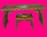 100%老榆木竹节形高档古琴桌凳一套/明清仿古古典中式实木家具