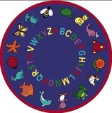 特价晴纶地毯 儿童卡通圆形垫 字母动物 幼儿园儿童房地垫150/200