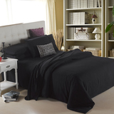 纯黑色床单被套四件套1.8米男士单人寝室床笠床罩三件套1米2 1.5