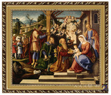 艺微人物圣经圣诞装饰画实木有框画画像圣像肖像三王朝拜耶稣