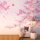 伊美尔特价手绘高档装饰大型客厅卧室沙发电视背景墙贴浪漫樱花树