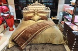金色床品 纺真丝套件 棕色床品 绒布面料床旗 新古典 法式 床品
