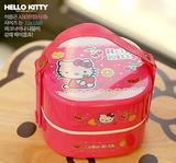 韩国进口hello kitty凯蒂猫 双层手提便当盒 饭盒 餐盒 零食盒