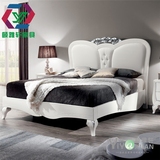 欧式双人床法式美式雕花带床头柜皮质软靠床1米8床实木婚床单人床