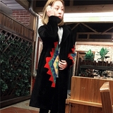 韩版皮毛一体大衣女长款时尚撞色羊剪绒皮草外套海宁2015新款
