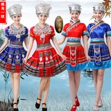 2016年苗族服装女侗族土家族表演服演出服民族表演服舞蹈服女装