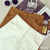 Arale 2016夏季新款韩国百搭显瘦高腰半身裙修身显瘦纯色A字短裙