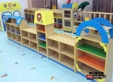 幼儿园卡通玩具柜分区组合实木区域储物柜子书柜架儿童书包收纳柜