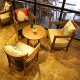 西餐咖啡厅 书吧水吧休闲阳台loft 实木饮品店奶茶甜品店桌椅组合