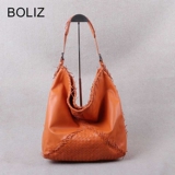 Boliz 2015秋冬限量新款手工编织真羊皮女包乞丐包大单肩包