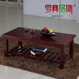现代中式经济型泡茶方形实木客厅原木办公无门江苏省双层茶几