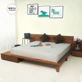 实木橡木床简约现代日式韩式榻榻米床1.51.8米双人床卧室家具定制
