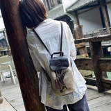 女包 手工编织双肩包韩版潮真皮女式包包化妆收纳包休闲旅行背包