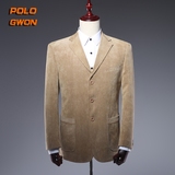 Pologwon男士条绒西装 休闲商务西服 秋装中年男式外套灯芯绒单西