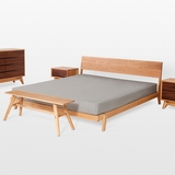 双人实木床 日式木质家具宿舍木板卧室床白橡木黑胡桃简约成人床