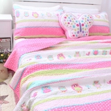 外贸原单新款床上用品全棉韩式卡通绗缝床盖三件套空调被加厚床单