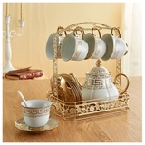 金色铁架欧式咖啡杯架吊杯壶架子金属6杯挂架水杯挂架茶杯置物架
