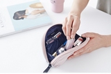韩国进口ithinkso甜美纯色扇形半圆撞色大笔袋便携收纳包化妆包