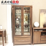中式实木质餐厅酒柜 现代简约玻璃简易家用小酒柜 客厅饭店展示柜