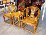实木中式古典黄金樟木家具原木带瘤皇宫圈椅 太师椅皇宫椅特价