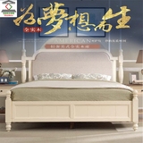 美式乡村新款布艺实木床白色简约经济单人双人1.5米1.8米储物婚床