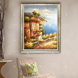 欧式油画 纯手工地中海风景 定制手绘装饰客厅 卧室玄关有框挂画