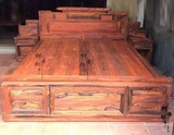 红木家具老挝大红酸枝双人床交趾黄檀实木雕花床实木带储物柜大床