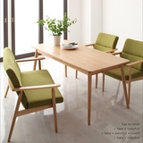 北欧宜家小户型客厅实木布艺沙发长方形餐桌椅单人双人咖啡厅组合