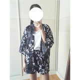 日系和风日式可爱黑暗系樱花印花短外套浴衣羽织夏季防晒上衣外套