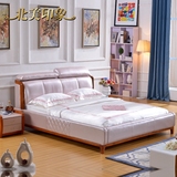 北欧风格家具实木真皮小户型软床1.8米婚床简欧双人床卧室家