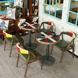北欧宜家实木咖啡厅桌椅 创意个性米字桌 甜品店 奶茶店桌椅组合