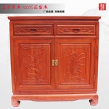 红木花梨木餐边柜储物柜中式雕花茶水柜 现代简约厨房柜实木柜子