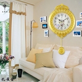 欧式现代地中海风格花式带摆钟客厅卧室挂钟表石英钟家居装饰挂件