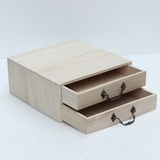 杂货木质双层抽屉式桌面收纳盒实木储物柜杂物整理柜家用茶叶盒