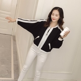 2016春秋韩版新款短外套女学生休闲棒球服假口袋拼接蝙蝠袖夹克潮