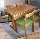 包邮白橡木纯实木折叠餐桌日式伸缩桌子简约长方形小户型折叠桌
