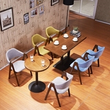 现代简约西餐咖啡厅沙发奶茶店甜品店酒吧休闲餐桌实木A字椅组合