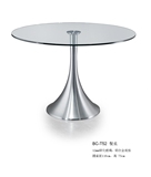简约现代钢化玻璃圆形餐桌创意时尚会客接待圆桌休闲洽谈桌BC-T52