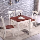 地中海式可折叠伸缩餐桌椅组合白色实木小户型现代简约美式吃饭桌