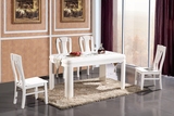 餐桌椅组合现代简约全实木餐桌长方形1.5米厚重款橡胶木饭桌6人