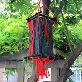 中式灯笼木架布艺灯罩创意棉麻灯装饰阳台户外喜庆宫灯手工挂饰