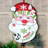 外贸圣诞节创意圣诞老人金粉装饰挂件 橱窗门店招牌圣诞铃铛吊饰