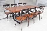 铁艺实木餐桌 配套餐椅组合 电脑桌办公桌会议桌 定制桌子 工字形