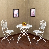 现代简约铁艺阳台桌椅户外休闲桌椅组合庭院折叠咖啡厅桌椅三件套