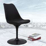 铂莱美 郁金香椅子简约现代餐椅设计师家具PU皮软包休闲咖啡转椅