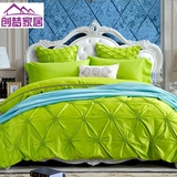 样板房绿色夏季六件套 全棉美式四件套纯棉1.8米床上用品被套床单