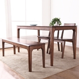 爱家佳 日式纯实木长凳胡桃木色北欧现代长条凳橡木餐桌凳
