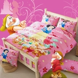 全棉活性印花三件套白雪公主睡美人卡通儿童床上用品床单被罩枕套