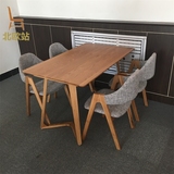 北欧宜家实木餐桌家用日式简约现代白橡木餐厅桌子大师设计V腿桌